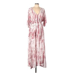 Lulus Pink and White Tie Dye Maxi Dress - Size Large